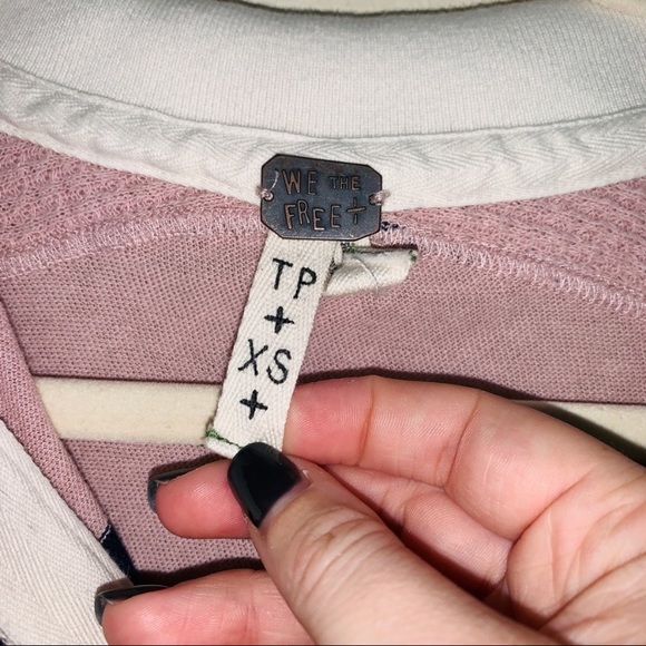Free People Pink and Navy Stripe Yuki Tee Size XS - Picture 5 of 5